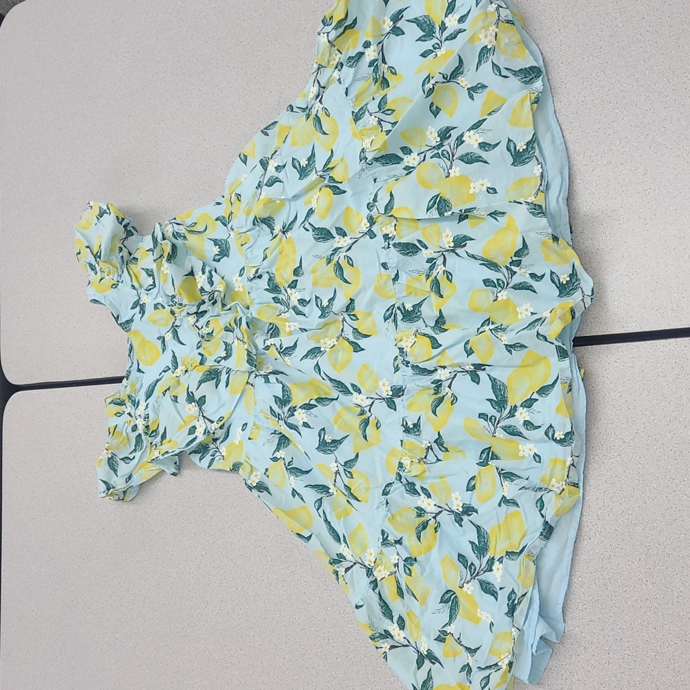 French Connection Blue and Yellow Lemon Patterned Dress Size 10/12 - Picture 3 of 8